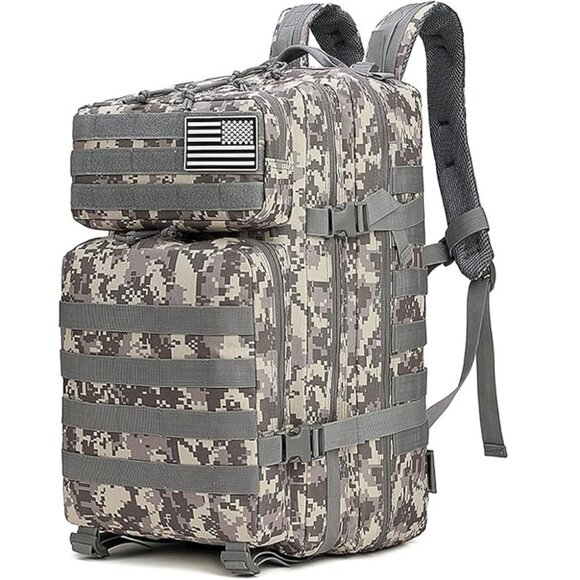 45L Tactical Backpack Camo Beige Waterproof Multi Compartment for Hiking Camping - Picture 2 of 8